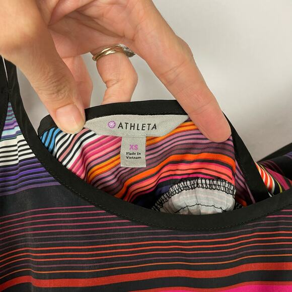 Athleta | Havana Bold Multi Color Striped Cross V-Back Midi Dress with Pockets - Picture 10 of 12